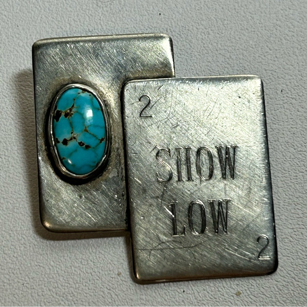 OOAK Signed Frank Patania Sr Thunderbird Turquoise Cards Pin Sterling Silver 925